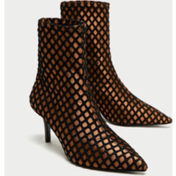 Zara Shoes - Zara New High Heel Mesh Ankle Boots